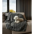 thumbnail image 3 of Premier Luxury Gray Stripe Faux Fur Throw Blanket, 3 of 4