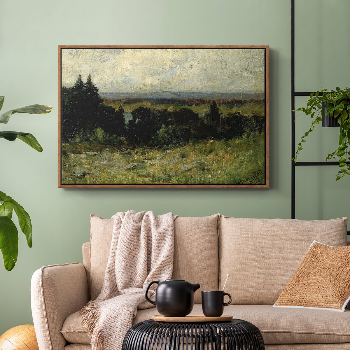 Vintage Landscape-MIII By Wexford Home Framed in Walnut Wood Gallery Wrapped Canvas 17 in. x 25 in.