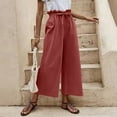 thumbnail image 2 of Pants For Women Cotton Casual Long Pant High Waist Loose Fit Casual Trousers, 2 of 6