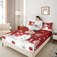 thumbnail image 4 of Homewish Kawaii Red Snowman 3pcs Twin Sheet Sets for Teens Boys Girls,Merry Christmas Twin Fitted Sheet,Xmas Snowflake Breathable Flat Sheet,Super Cozy Room Decor, 4 of 7