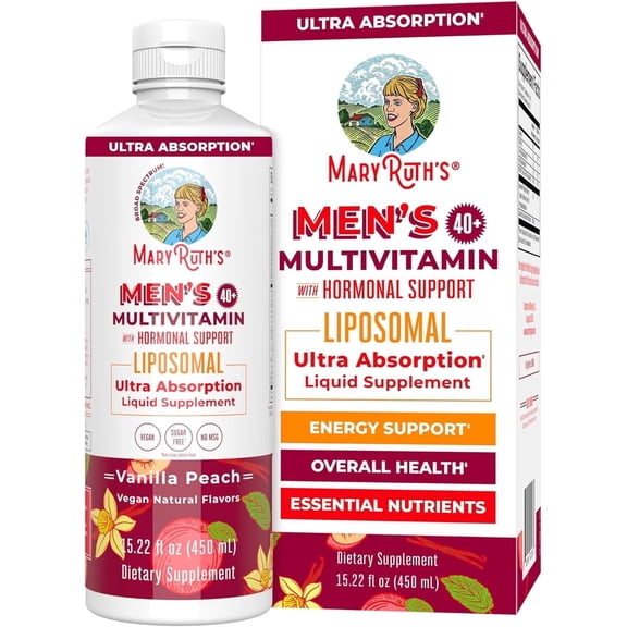 MaryRuth's Liposomal Multivitamin Supplement for Men 40 , Daily Vitamins, Cognitive Support, Energy, Overall Health, Vegan, Sugar Free, 15.22 fl oz