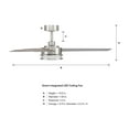 thumbnail image 4 of Cassini 52 in. LED Indoor/Covered Outdoor Brushed Nickel Smart Ceiling Fan with Light Kit and Remote Control, 4 of 19