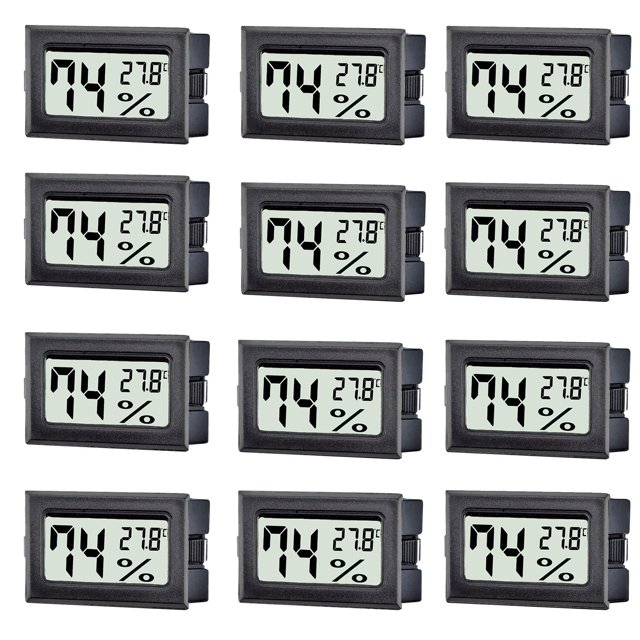 TASOGEN 12 Pack Mini Digital Hygrometer Thermometer,Indoor Temperature and Humidity Gauge Meter Monitor Celsius (℃) for Humidor,Greenhouse,