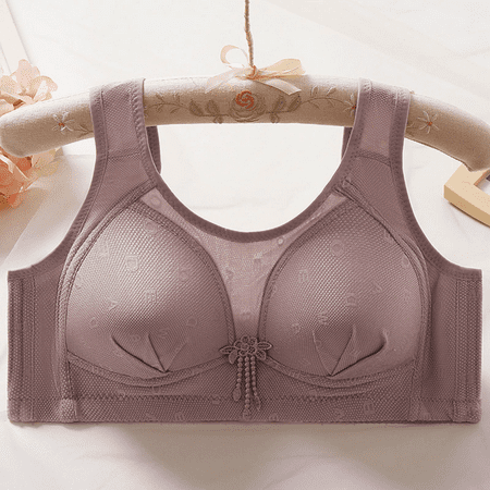 Fulorrnie Bras for Women Plus Size No Underwire Lift Supportive Front Closure Bralette Push Up Bra Purple 44