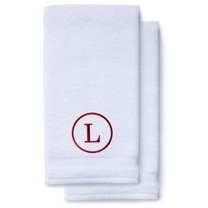 Monogrammed Hand Towels for Bathroom Kitchen Makeup | Personalized Gift for Wedding-Bridal | Classic Font Custom Luxury Turkish Towel | Spa Collection, Oversized, 16 X 30 Inch, Set of 2