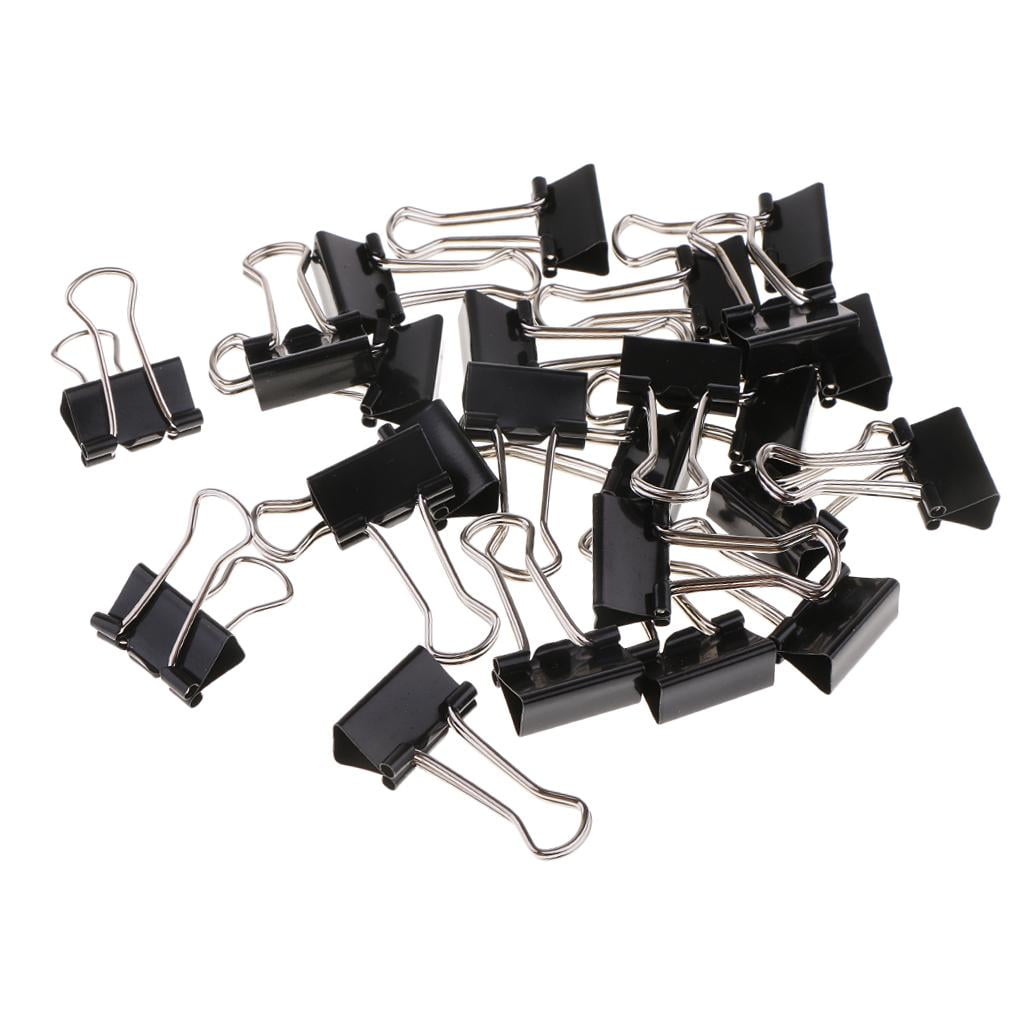 24Pc Black Metal Binder Clips File Paper Photo Clip Stationary Office Supply 