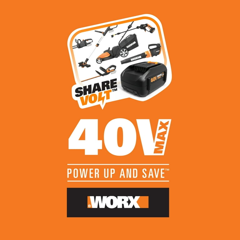 WORX POWER SHARE 40V 12in Cordless Chainsaw w/ Auto Tension 