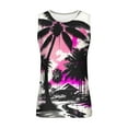 thumbnail image 4 of Penkiiy Beach Tank Top for Men Sunset Coconut Print Summer T Shirt Casual Crewneck Vest Sleeveless Stylish Tank Tops Blouse S Pink, 4 of 5