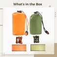 thumbnail image 5 of 2 Sets Emergency Tent, Survival Tent, 94.5 x 59.1 in, Lightweight PE Outdoor Portable Tent, Emergency Sleeping Bag, with Ropes, for Camping, Survival, Disaster Relief, Green and Orange, 5 of 5