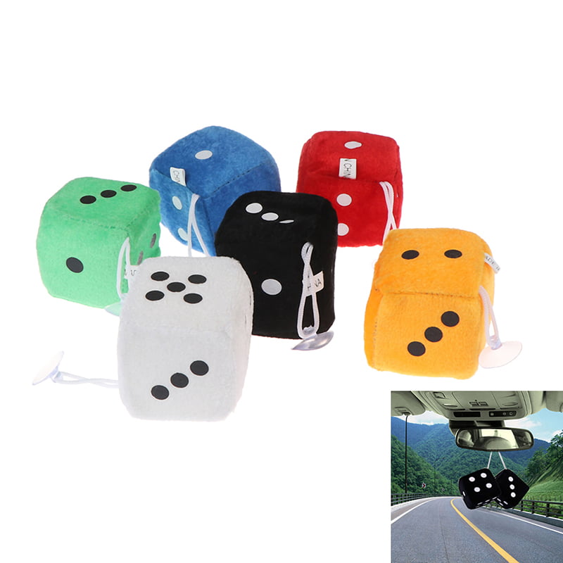 1 Pair Fuzzy Dice Dots Rear View Mirror Hanger Decoration Car Styling Accessorie 