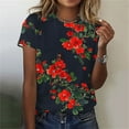 thumbnail image 2 of Tnhcen Women's Summer Short Sleeve Printed Crewneck Tops | Plus Size Friendly S-3XL | Polyester Spandex Blend Casual Blouses, 2 of 6
