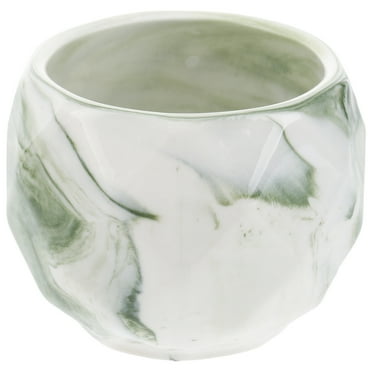1 Pc Ripple Marble Container Succulents Plants Pot Ceramic Flower Planter Pot for Home Office Decoration (Green)