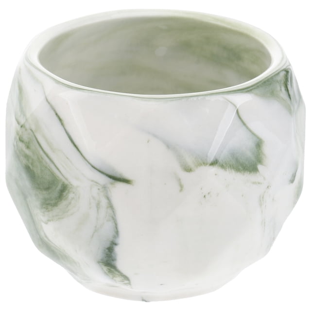 EeaseCA 1 Pc Ripple Marble Container Succulents Plants Pot Ceramic Flower Planter Pot for Home Office Decoration (Green)