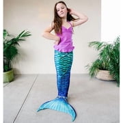 Fin Fun Fantasy Mermaid Tail for Girls and Boys, Monofin for Swimming Included, fits Youth Large to XLarge - Teal - New Edition