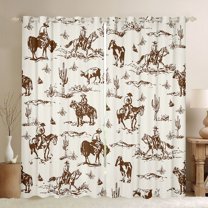 Homewish Rustic Western Cowboy Black Out Curtains,Tropical Desert Cactus Curtains Pack of 2 (42x63 Each),Country Farmhouse Cattle Bedroom Curtains For Boys Kids,Microfiber Bedroom Decor