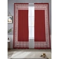 thumbnail image 5 of Sheer Curtains 84 Inches Long, Red Geometric Light Filtering Window Curtains for Living Room, Country Farm Traditional Chinese Tile Rod Pocket Voile Sheer Curtain Drapes, 52"W x 84"L, 2 Panels, 5 of 8