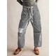 thumbnail image 5 of Jeans para Mujer Y2k con Rayas, Cordón Ajustable, Cintura Alta, Rectos, Pierna , Estilo Boyfriend, Pantalones Vaqueros Mom. Negro S, 5 of 8