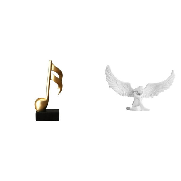 Figura de escritorio,Escultura de notas musicales para escritorio,oficina o decoración del hogar,Escultura de ángel,Estatua de ángel blanca para decoración del hogar,Figura decorativa de