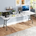 thumbnail image 2 of 8 FT Portable Folding Table with HDPE Top and Metal Frame, Fold in Half Utility Table, 2 of 9