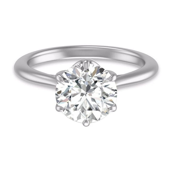 SZUL Women's 6 Prong Lianne Solitaire Ring with IGI Certified 3 Carat Center Round Lab Grown Diamond in 14K White Gold