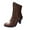 Brown, variant on Jsaierl Women's Kitten Heels Lace Up Ankle Boots Low Mid Heeled Side Zipper Short Booties Pointed-toe Shoes