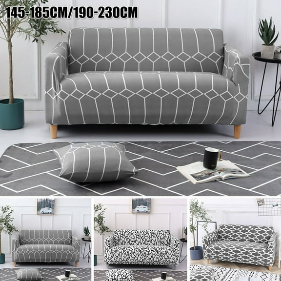 Stretch Sofa Cover Washable Armrest Sofa Cover With 1 Pillowcase Multi-Pattern Cushion Cover Furniture Protector,Check Pattern Double Position