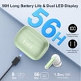 thumbnail image 3 of WeurGhy Earbuds Wireless Bluetooth Noise Cancelling for iPhone Android Sports Workout, 56H Playtime Waterproof LED Display in Ear Headphones, Green, 3 of 8