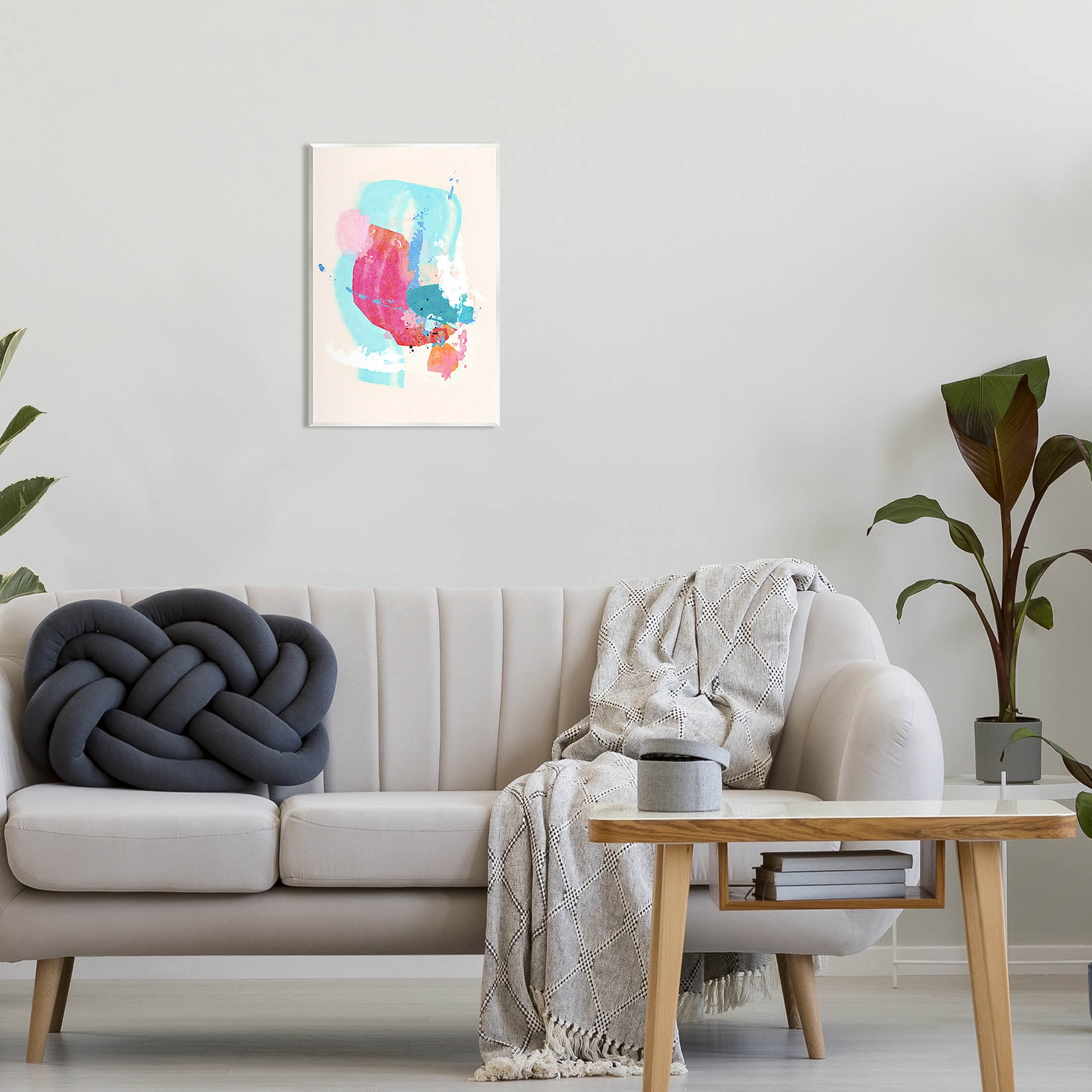 Fun Pink Abstract Strokes Abstract Graphic Art Unframed Art Print Wall Art