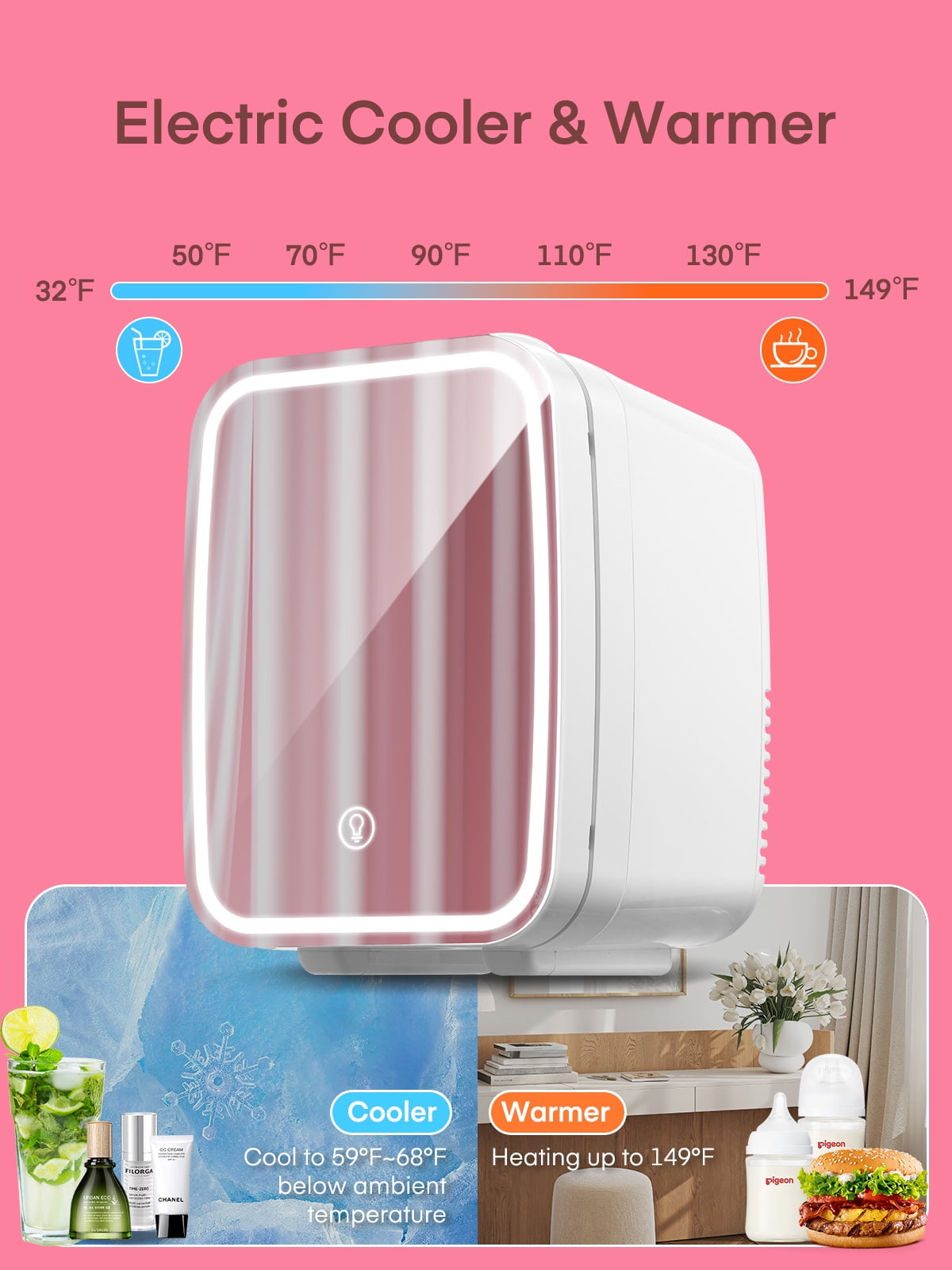 FOHERE 5L/6 Can Mini Fridge,  White