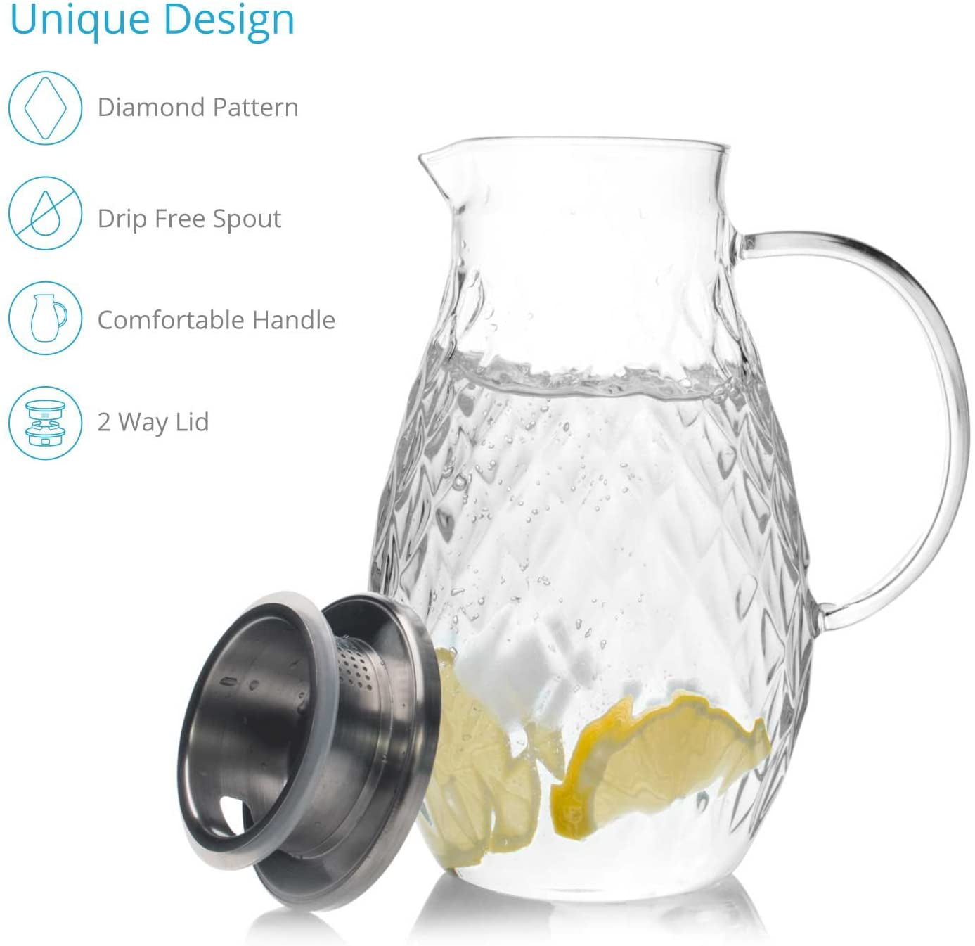 Hermetic Seal Glass Pitcher With Lid and Spout [68 Ounce] Great for  Homemade Juice & Cold Tea or for Glass Milk Bottles - Bed Bath & Beyond -  33621187