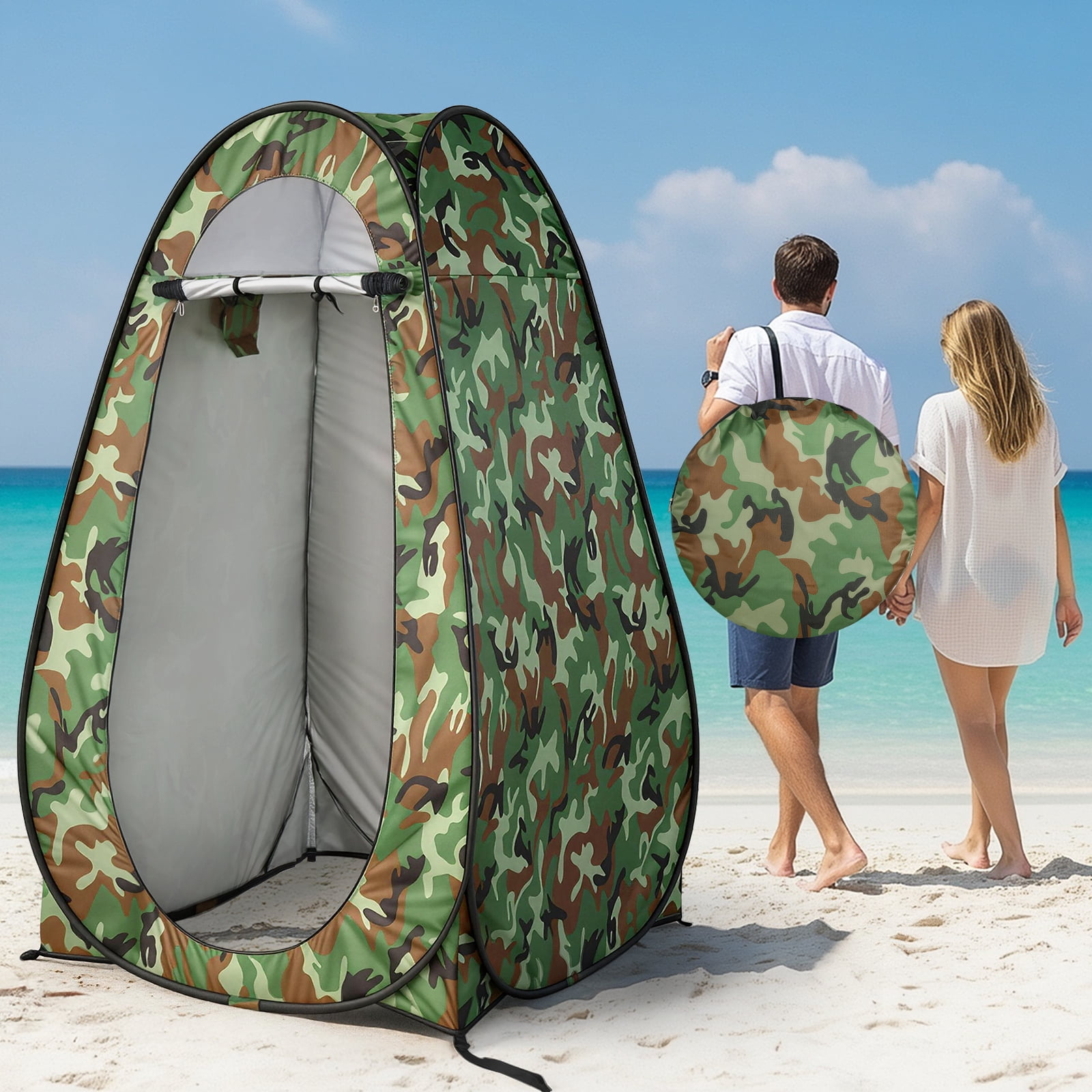 Ktaxon Camping Shower Tent, Portable Pop Up Changing Tent, Waterproof Dressing Room Privacy Tent for Camping Beach, Camouflage