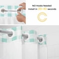 thumbnail image 2 of No Hook Shower Curtains with Snap-in Liner Set, Nautical Coastal Waterproof Hotel Style Bathroom Shower Curtain, Summer Sea Corals Shells Starfish Green Plaid Mesh Top Bath Curtains 72''x84'', 2 of 9