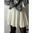thumbnail image 2 of Spring Knit White Mini Pleated Skirts For Women A Line Skirt Gray High Waist Women Knitted Pleated Short Skirts Korean Fashion, 2 of 6