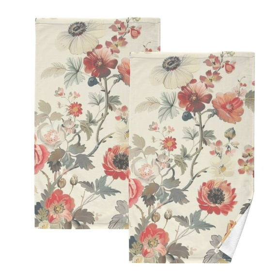 Boho Flowers Hand Towels Cotton Bath Towels Large Face Towels Absorbent for Bathroom 2 Packs