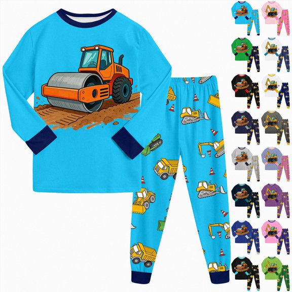 CAUYDY 5-6T 7-8Y 9-10Y Children Outfits Boy Sleepwear for Kid Long Sleeve Tee Shirt and Pants Soft Set Boys Fall Winter Pajamas Sizes 5-6 Years,Dark Green