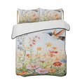 thumbnail image 2 of Quilts Twin XL Size, Spring Floral Soft Comforter Bedding Set for Bed, Hummingbird Summer Botanical Watercolor Lightweight Quilted Bedspread with Pillow Cover(2 Pieces) for All Season, 68x98 Inch, 2 of 6