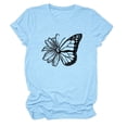 thumbnail image 4 of YLHFASHION T-shirt à Manches Courtes pour Femmes, Couleur Unie, Coupe Ample, Col Rond, Imprimé, Soldes d'Été, Liquidation, T-shirt à Manches Courtes pour Femmes, 4 of 4