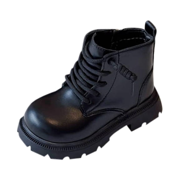 hopeusnice Kids Ankle Boots Lace Up Closure Chunky Sole Durable Construction Lightweight Design Suitable For Hiking Playground Black 26