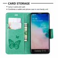 thumbnail image 6 of Allytech Galaxy S10 Case, Slim Fit PU Leather Folio Butterfly Embossed Shockproof Wrist Hand Strap Flip Cards Holder Wallet Case TPU Back Cover for Samsung Galaxy S10,Green, 6 of 8