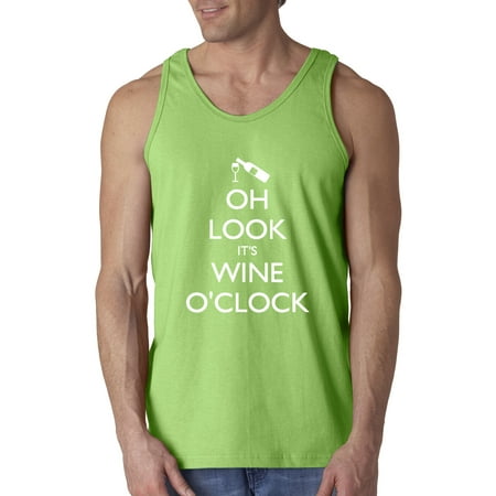 New Way 795 - Men's Tank-Top Oh Look It's Wine O'Clock Time Drinking Large