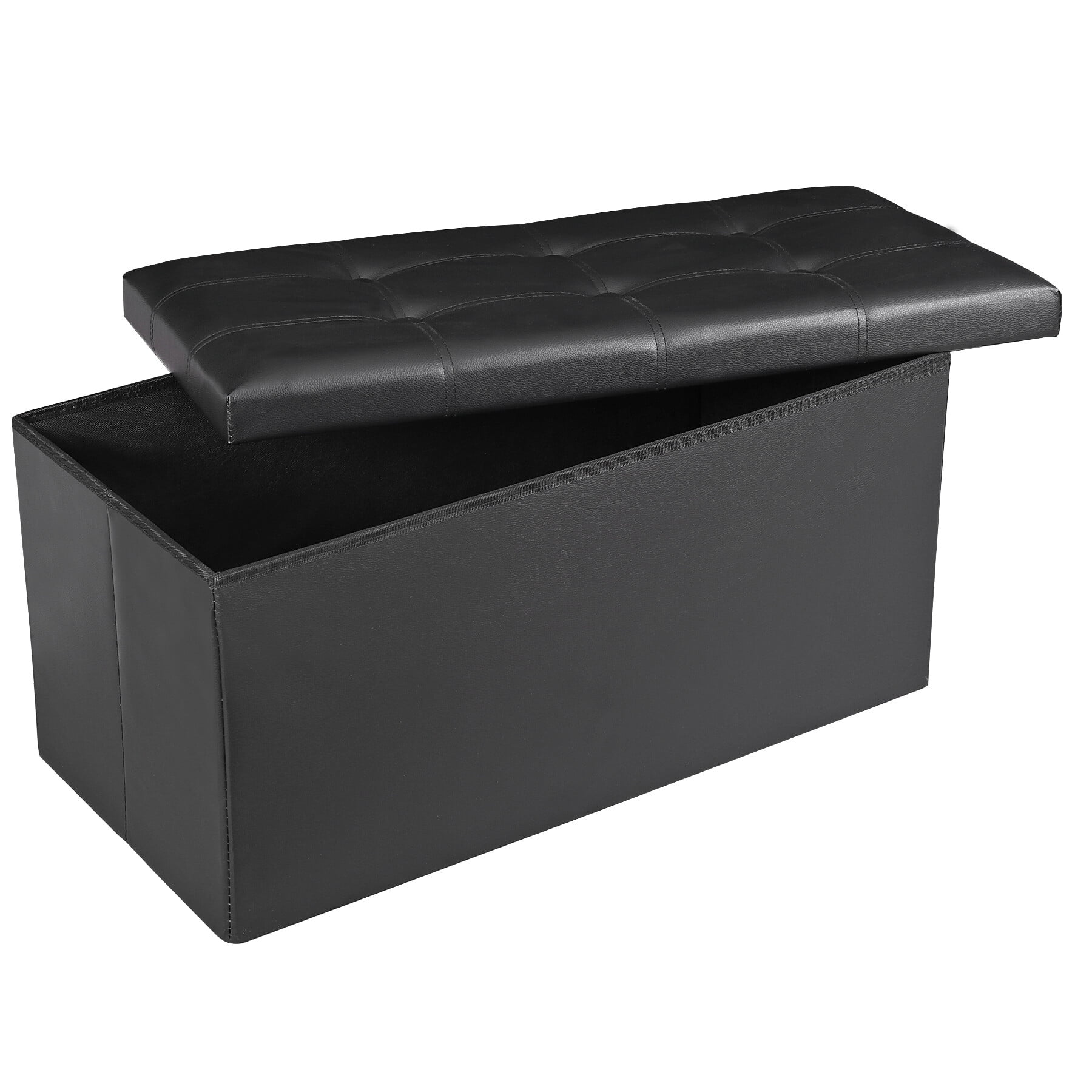 ZENSTYLE 30" Storage Ottoman Bench Folding Bench Chest Foot Rest Stool Home Decor Black
