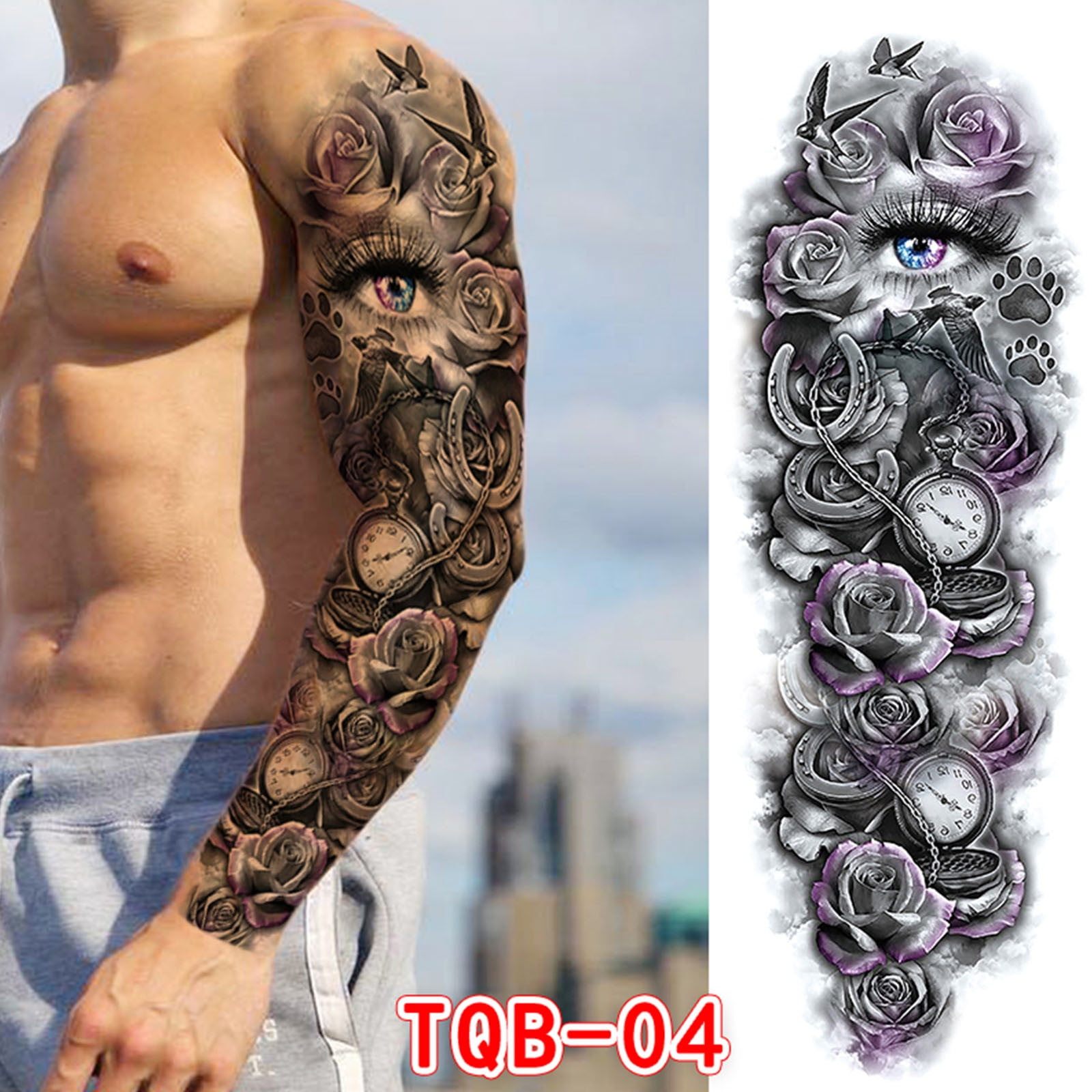 HGWXX7 Men Arm Tattoo Temporary Tattoos Sticker Tatoo Hot 3D Art Waterproof  