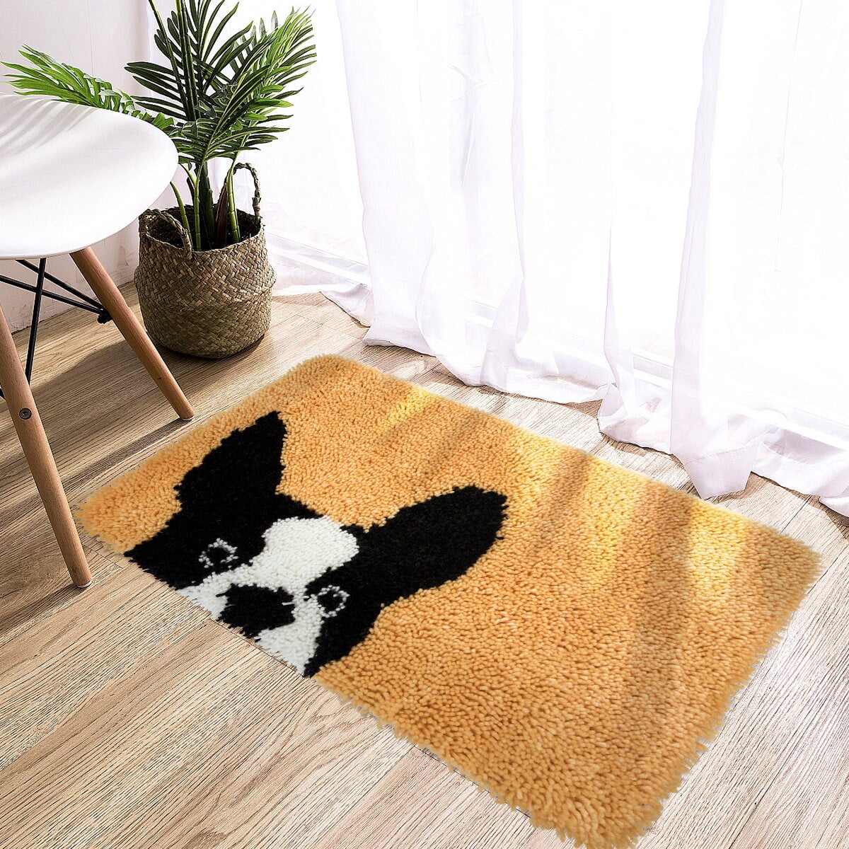 Latch Hook Rug Kits Embroidery DIY Dog Head Pattern Crochet Needlework Crafts for Adults and Kids Beginners 20"x 15"