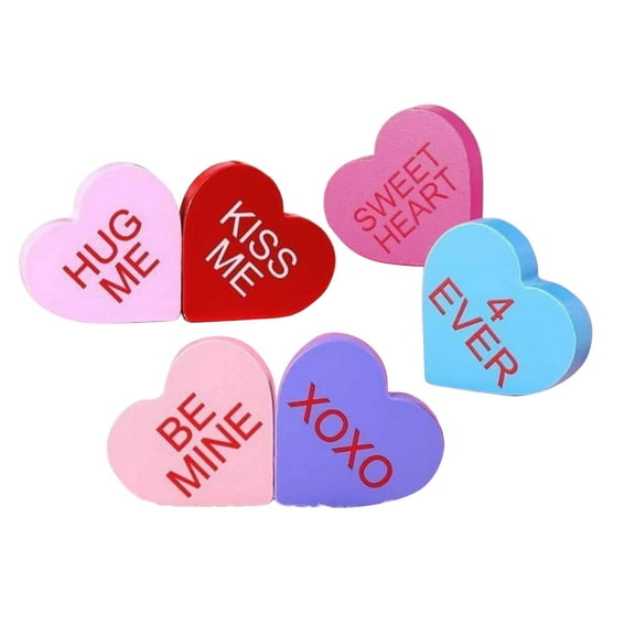 JVBTVB 6-Piece Wooden Heart Decor Set, Valentine'S Day Centerpiece For Table, Wedding Party Ornament, Rustic Home Decoration, 2. 68” X 2. 64” Small Heart Shaped Accents For Tray Shelf