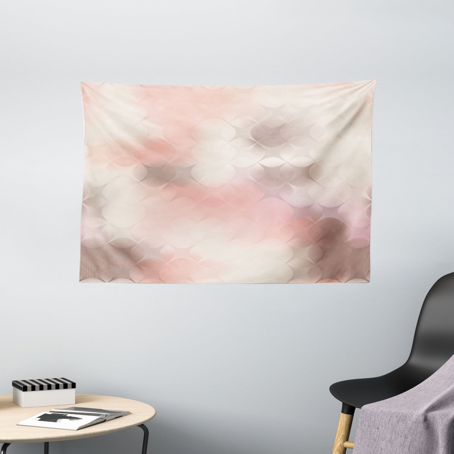 Peach Tapestry, Abstract Square Shapes with Cross Pattern Warm Color ...