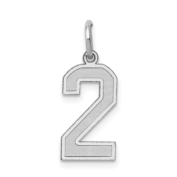 FB Jewels 14k White Gold Medium Satin Number 2 Charm