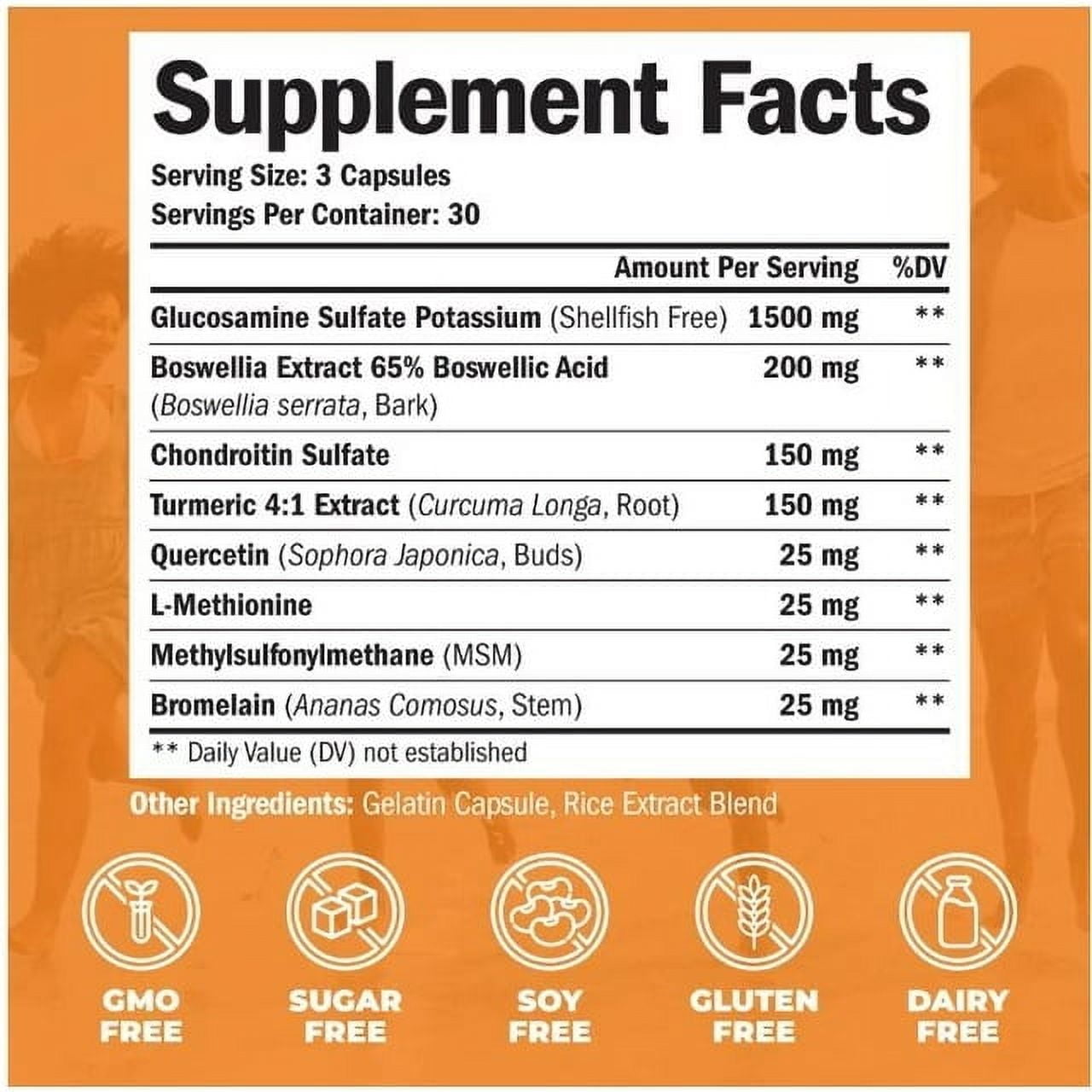 Vimerson Health Glucosamine Chondroitin MSM Turmeric Boswellia - Joint Support Supplement Antioxidant Properties. 90 Capsules
