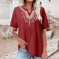 thumbnail image 2 of OSOLU Women V-Neck Solid Color Women Loose Pullover Short Sleeve Summer T-Shirt Tee Tops Lovely Dailywear, 2 of 6