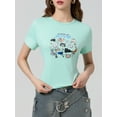 thumbnail image 3 of Musuos Women's Summer Graphic T-Shirt Slim Fit Round Neck Cap Sleeve Tops for Daily Casual, 3 of 8