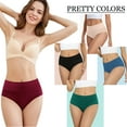 thumbnail image 3 of MecTo Women's Cotton Panties Underwear Briefs High Waisted High Cut Full Coverage, Multicolored 5-Pack, 3 of 7